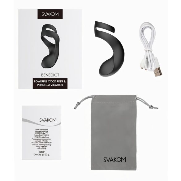 Svakom Benedict - penisring med vibration - perineumstimulans - svart