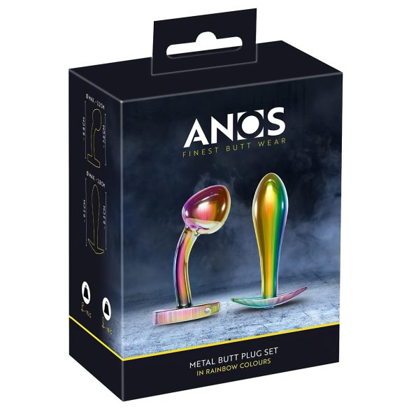 ANOS Metal Rainbow - set med 2 metall-analdubb pluggar