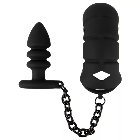 Black Velvets - silikon penisbur med analplugg (svart)