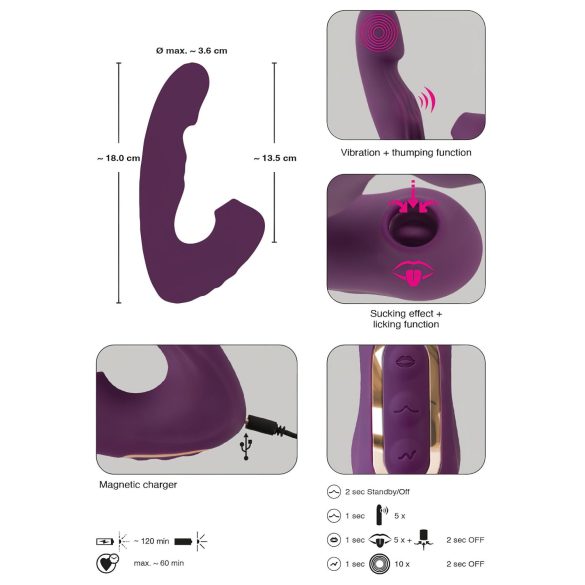 Javida - 4i1 klitorisstimulator vibrator - lila