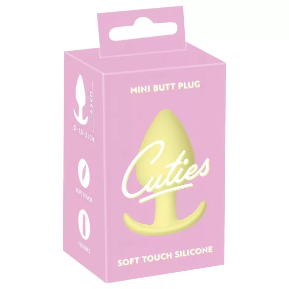 Cuties - liten analplugg - mjuk silikon - gul 3,1 cm