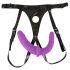 SMILE - strap-on dubbel dildo med stroppe (lila-svart)