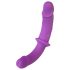SMILE - strap-on dubbel dildo med byxa - silikon lila/svart
