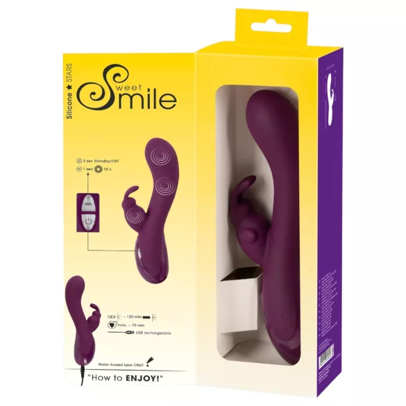 SMILE - vibrator med klitorisstimulering - uppladdningsbar 3 motorer - lila