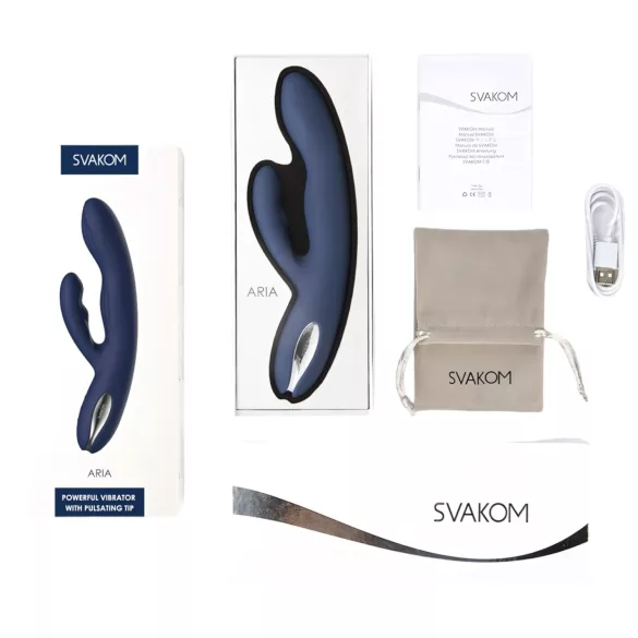 Svakom Aylin - vibrator med klitorisstimulator - uppladdningsbar pulserande blå