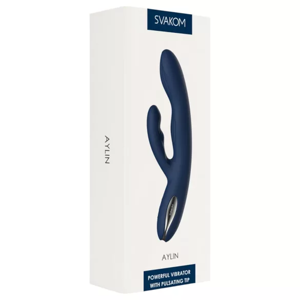Svakom Aylin - vibrator med klitorisstimulator - uppladdningsbar pulserande blå