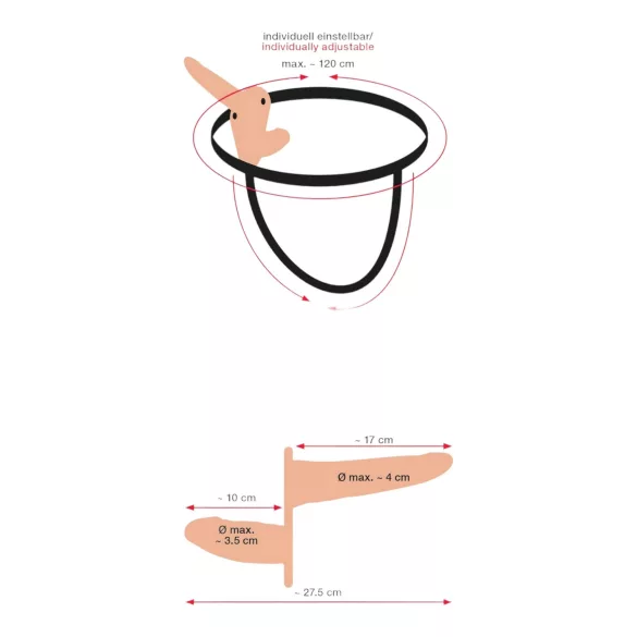 You2Toys - Strap-on dubbeldildo vibrator - natur