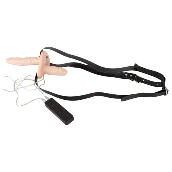 You2Toys - Strap-on dubbeldildo vibrator - natur