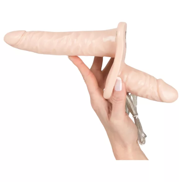 You2Toys - Strap-on dubbeldildo vibrator - natur