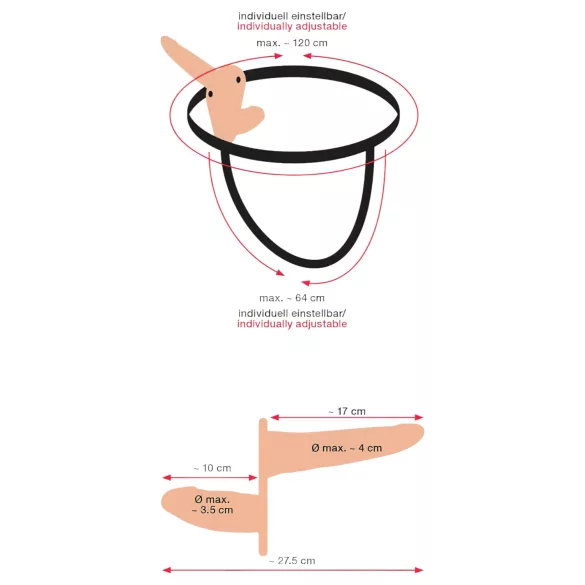 You2Toys - Strap-on dubbeldildo vibrator - natur