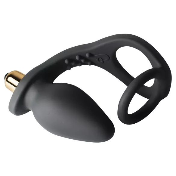 RO-ZEN - penisring och analvibrator - dubbla ringar - svart