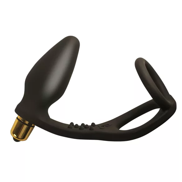 RO-ZEN - penisring och analvibrator - dubbla ringar - svart