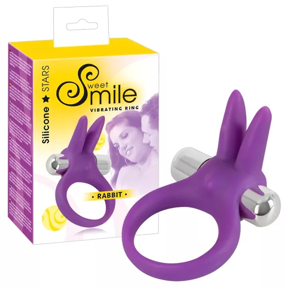 SMILE - penisring med vibrator - kanin - silikon lila
