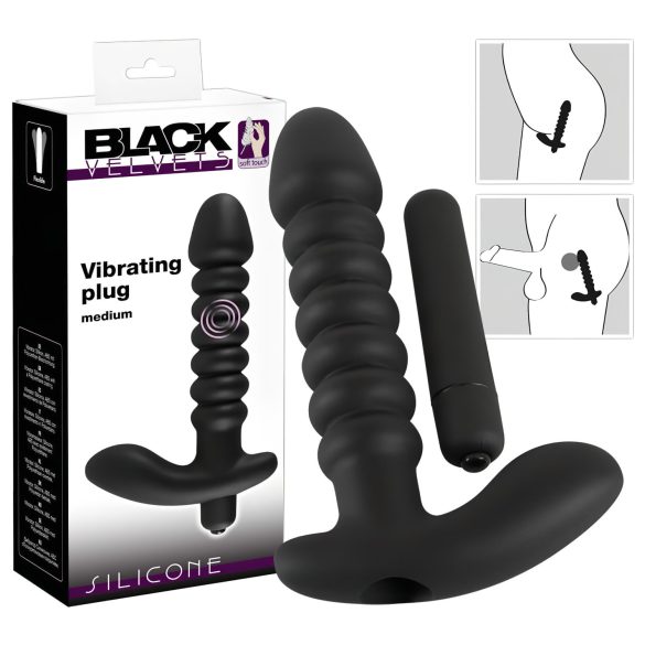 Black Velvet veckad vibrator - medium (svart)