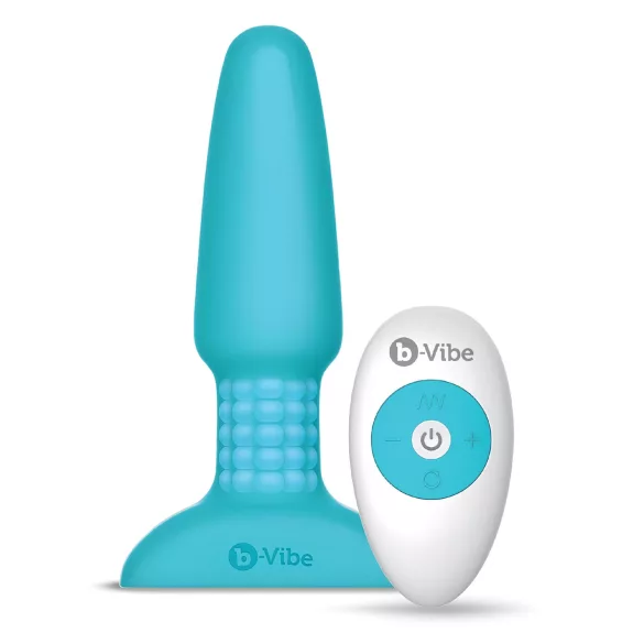 b-Vibe - roterande analvibrator med pärlor - uppladdningsbar - turkos