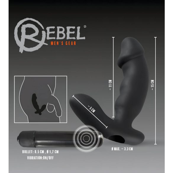 Rebel - prostata vibrator med penis - svart