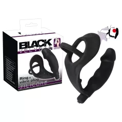  Black Velvets - analvibrator med penisring och pungvibrator - svart