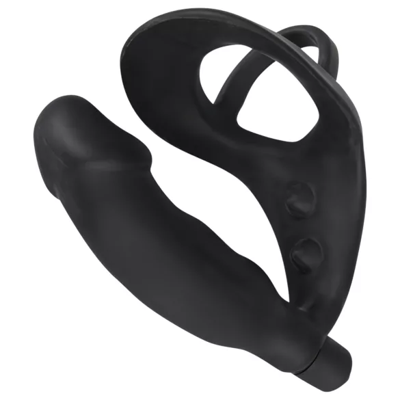 Black Velvets - analvibrator med penisring och pungvibrator - svart