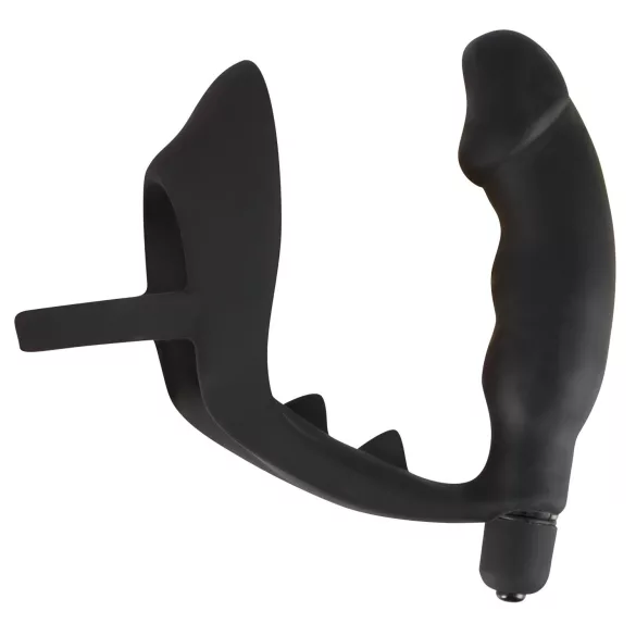 Black Velvets - analvibrator med penisring och pungvibrator - svart