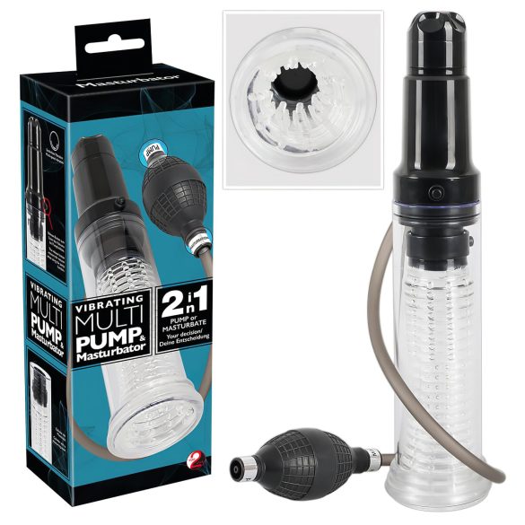 You2Toys 2in1 - Pump och Masturbator i Ett (Transparent)