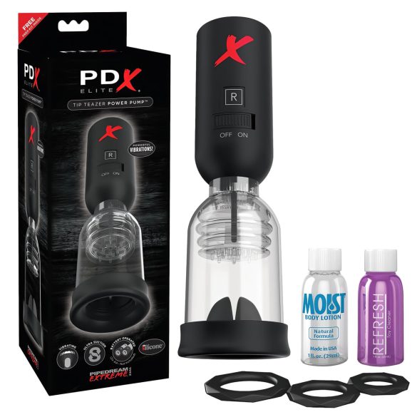 PDX Elite Tip Teazer - automatiskt glanssugande vibrator (svart)