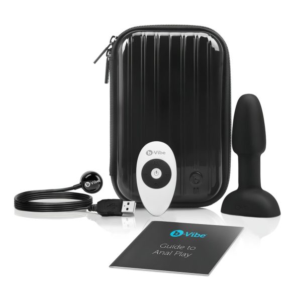 b-Vibe Rimming - Svart anal vibrator med roterande pärlor