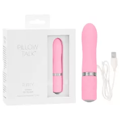   Pillow Talk Flirty - stavvibrator med uppladdningsbart batteri - rosa
