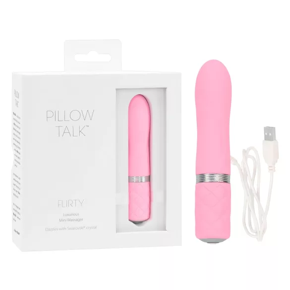 Pillow Talk Flirty - stavvibrator med uppladdningsbart batteri - rosa