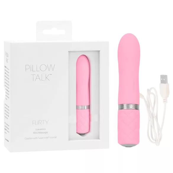 Pillow Talk Flirty - stavvibrator med uppladdningsbart batteri - rosa
