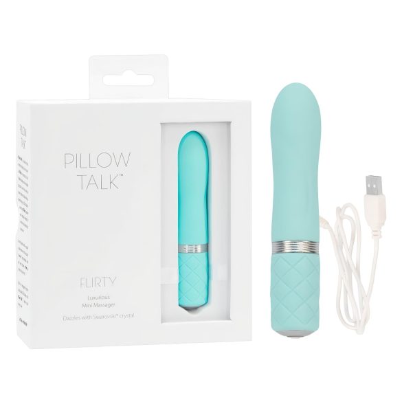 Pillow Talk Flirty - uppladdningsbar stavvibrator (turkos)