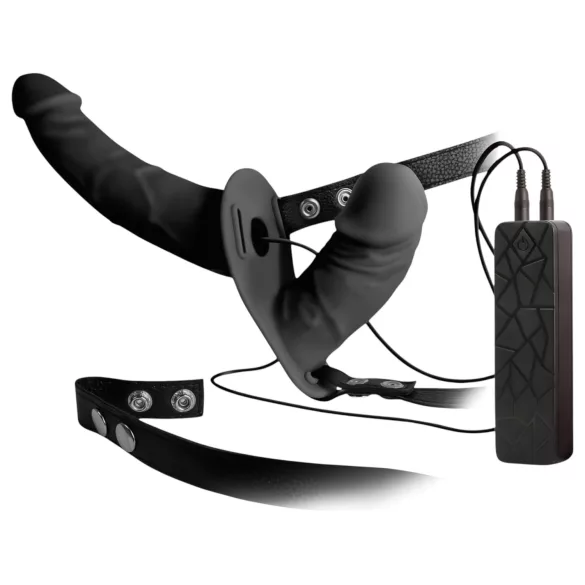 Double Thruster - strap-on dubbel vibrator - svart