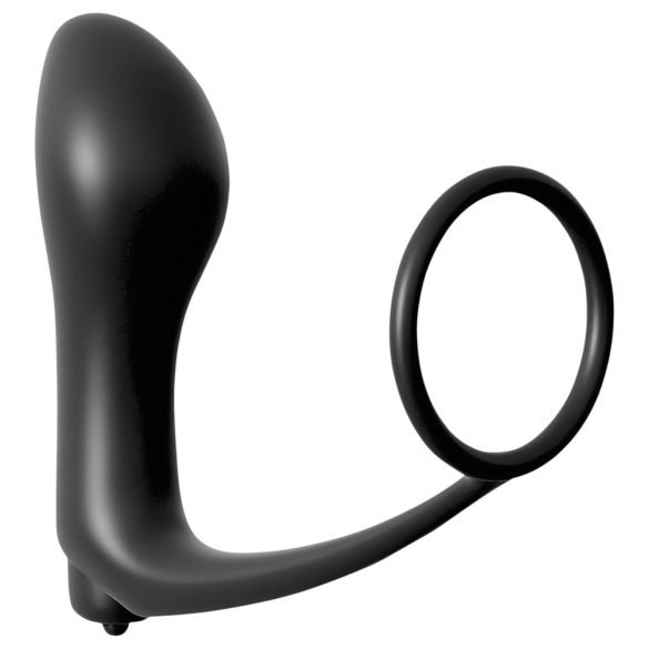 Analfantasy - analvibrator för finger med penisring - svart