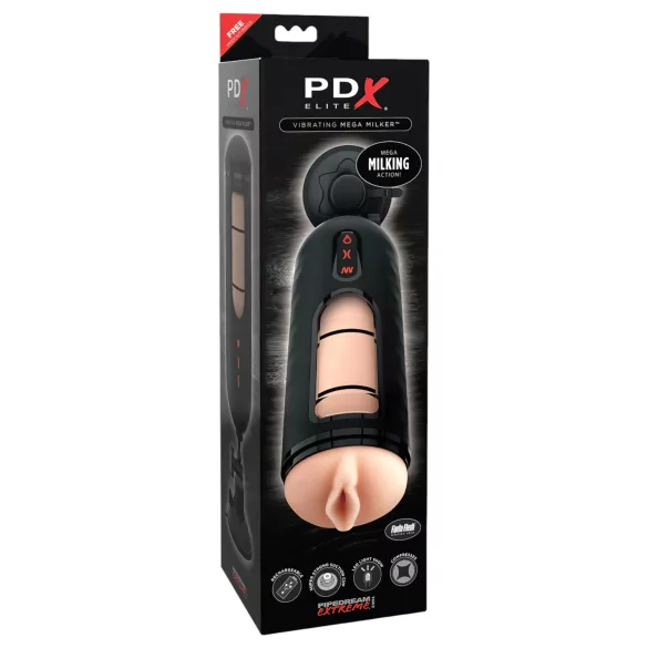 PDX Elite - automatisk penisvälsare - vibration - svart