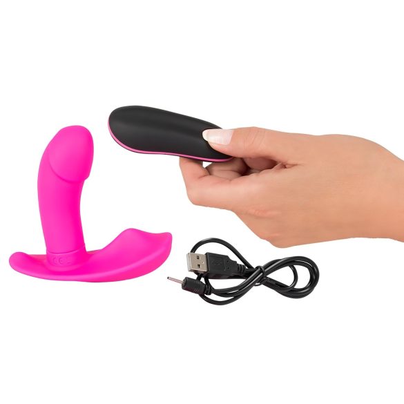 SMILE - fjärrstyrd strap-on vibrator - uppladdningsbar - rosa