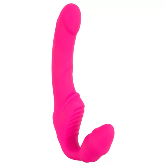 Double2Teaser - strap-on vibrator utan bälte - vibrerande dildo rosa