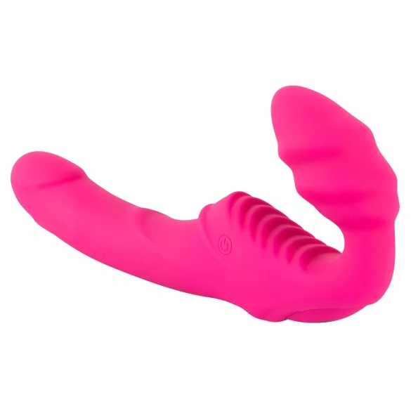 Double2Teaser - strap-on vibrator utan bälte - vibrerande dildo rosa