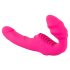 Double2Teaser - rosa strapless strap-on vibrerande dildo