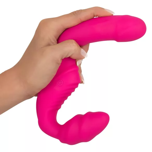 Double2Teaser - strap-on vibrator utan bälte - vibrerande dildo rosa