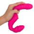 Double2Teaser - rosa strapless strap-on vibrerande dildo