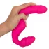 Double2Teaser - strap-on vibrator utan bälte - vibrerande dildo rosa