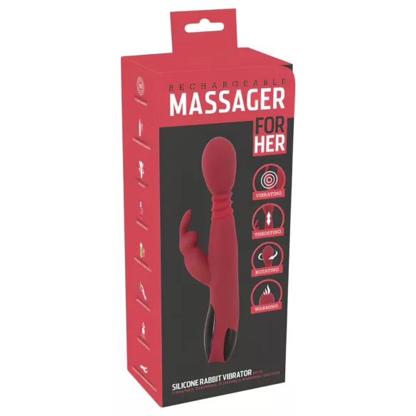 You2Toys Massager - stötande, roterande, värmande G-punktsvibrator (röd)