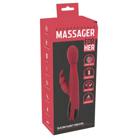 You2Toys Massager - stötande, roterande, värmande G-punktsvibrator (röd)