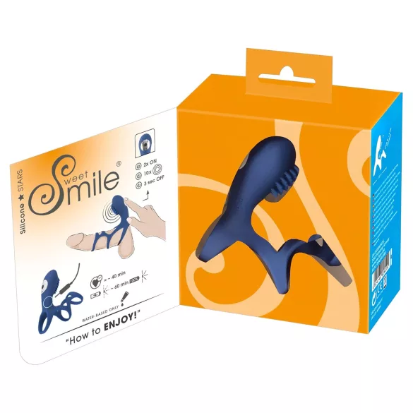 SMILE Couple - vibrator penisring med fjärrkontroll - silikon blå