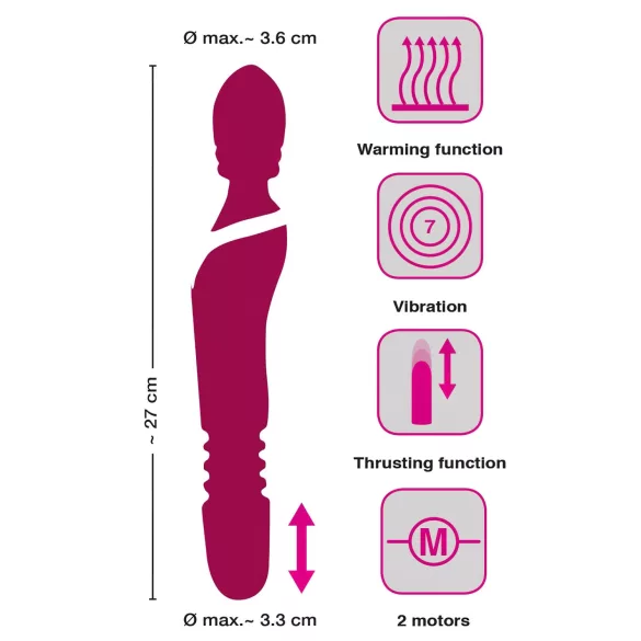 Javida Thrusting - vibrator med thrustingfunktion 3-i-1 - röd