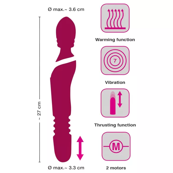 Javida Thrusting - 3‑i‑1 masserande vibrator (röd)