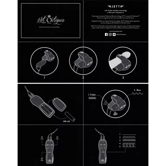HOT Octopuss JETT - penistoppvibrator med 2 motorer - svart