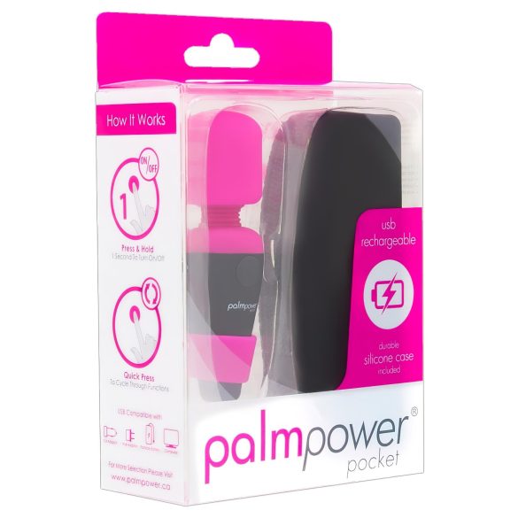 PalmPower - minivibrator wand - kraftfull massage - silikon rosa/svart