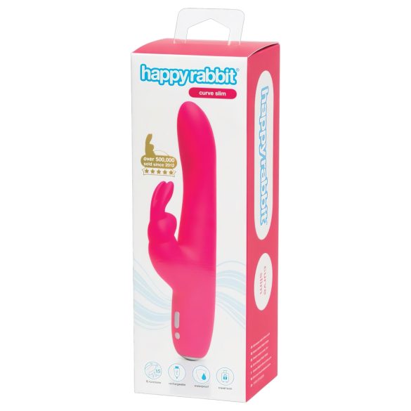 Happyrabbit - rabbitvibrator med klitorisarm - vattentät silikon rosa