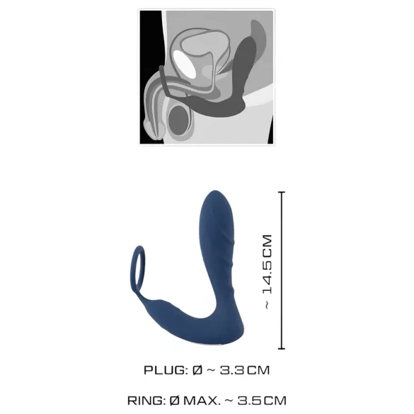 You2Toys - Prostatastimulator med penisring - vibrator - blå