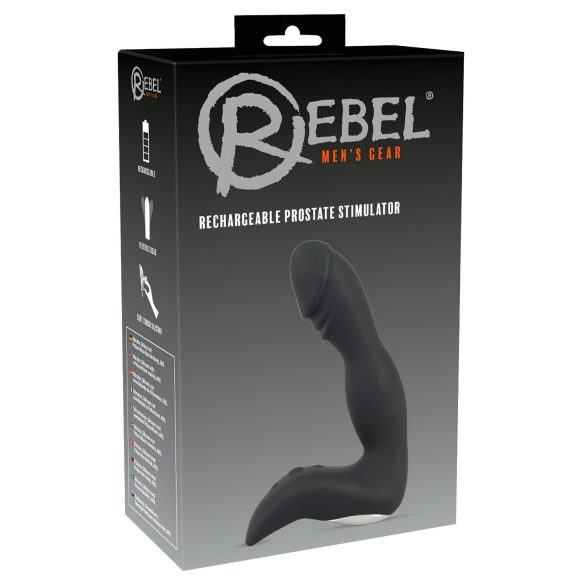 Rebel - uppladdningsbar prostata vibrator med penisform (svart)